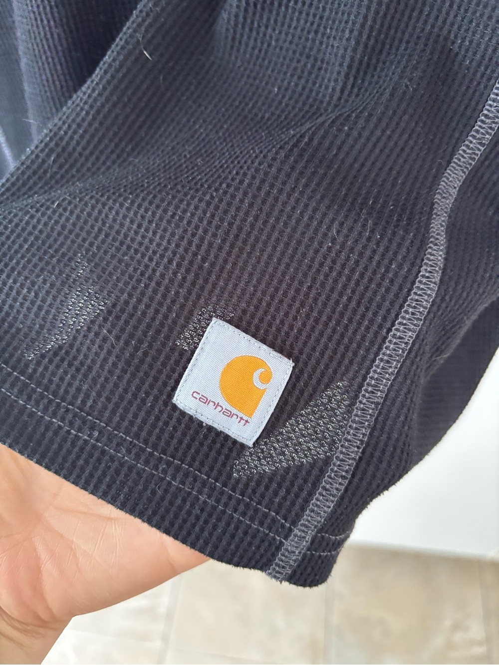 Carhartt Force Waffle Knit Thermal Long Sleeve Black Men Large Minimalist Skate - Picture 4 of 10